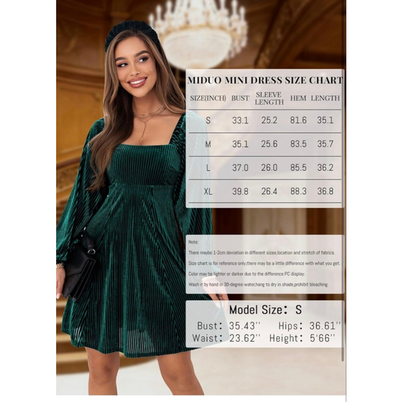 NEW Velvet Backless Square Neck Long Sleeve Loose Mini Dress XL - Picture 3 of 8